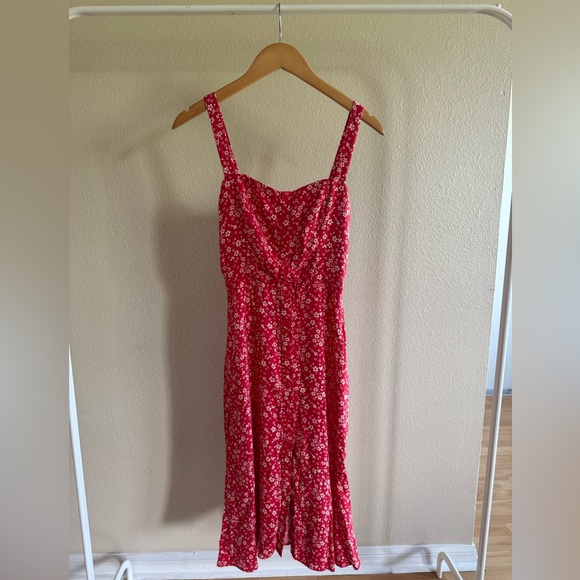 Reformation persimmon red floral midi dress size 4 - Picture 1 of 8